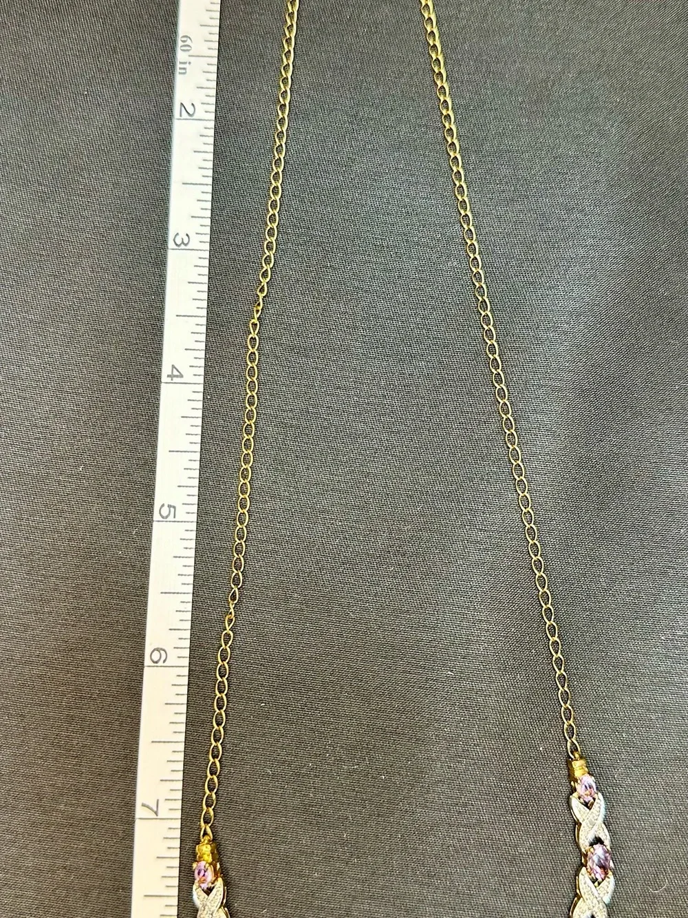 Gold-Tone Amethyst Chain Necklace with Crystal Accents